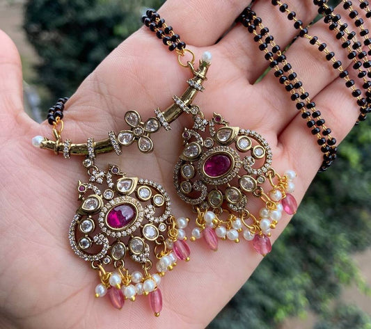 Victorian Peacock Charm Mangalsutra