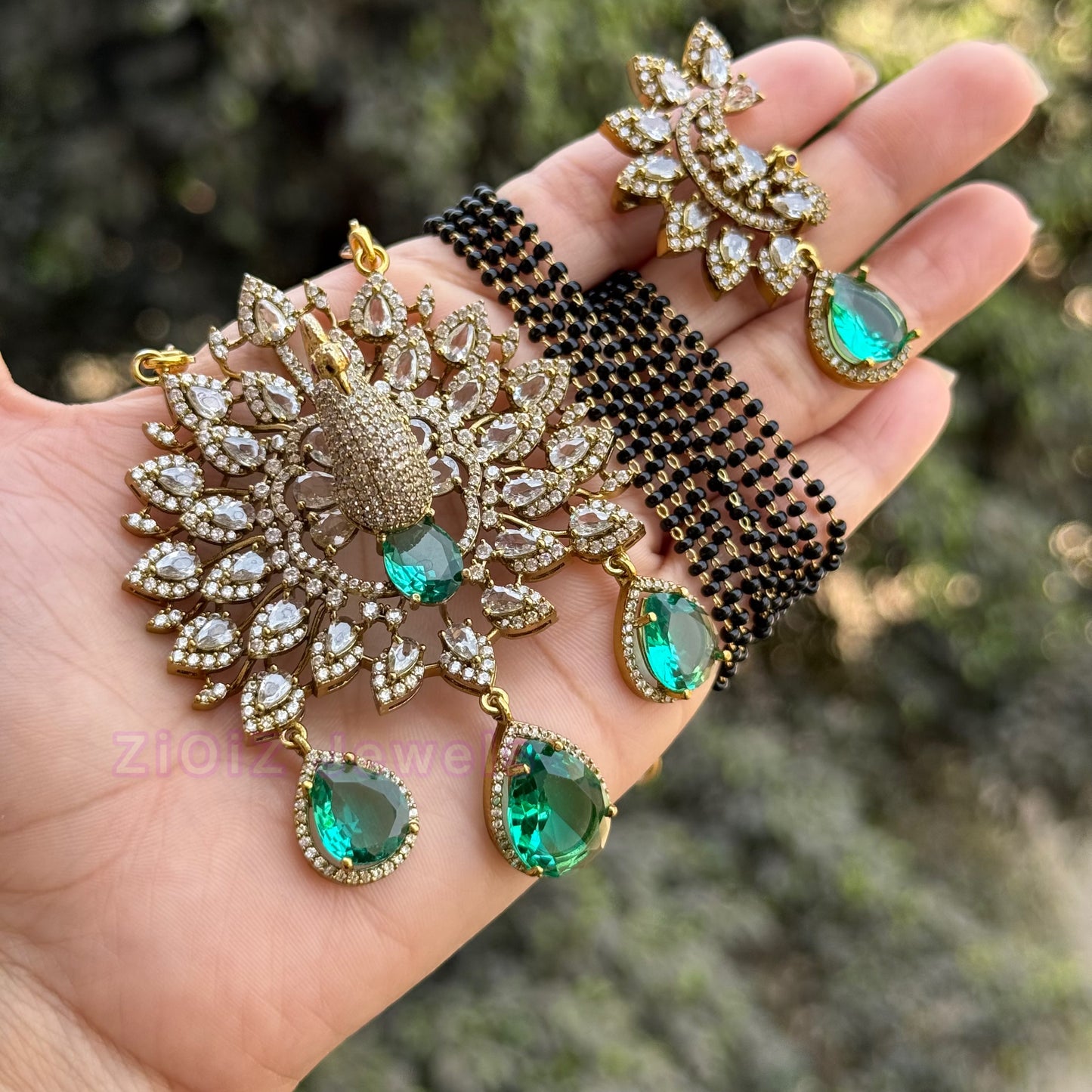 3D fan-feather peacock Mangalsutra