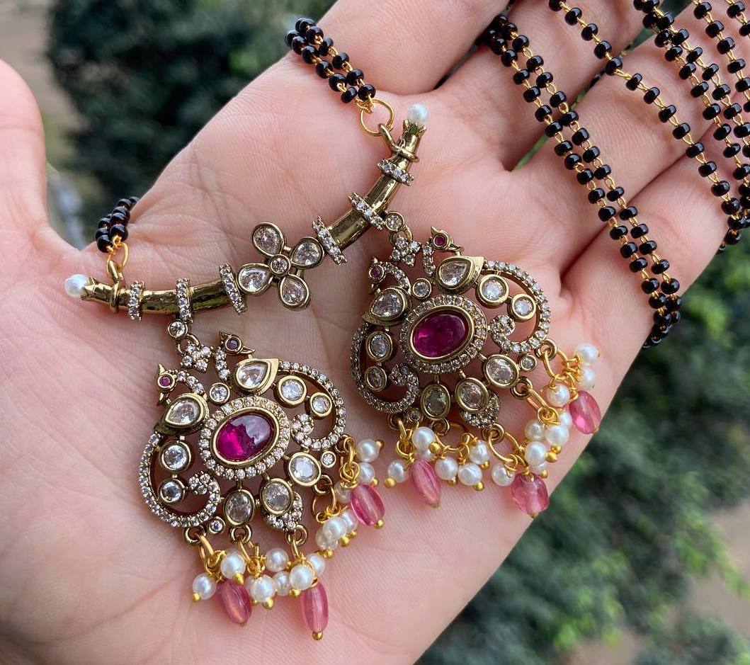 Victorian Peacock Charm Mangalsutra